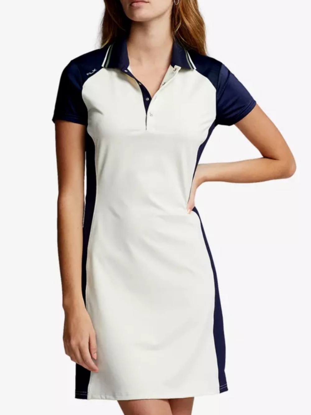 RLX Ralph Lauren Jersey Knit Colorblock Short Sleeve Dress Sz Large Golf Athlete